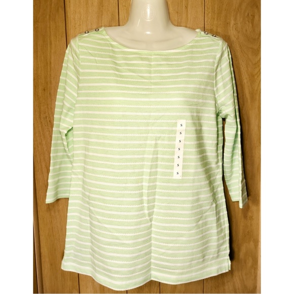 croft & barrow Green Striped Top - Picture 1 of 3